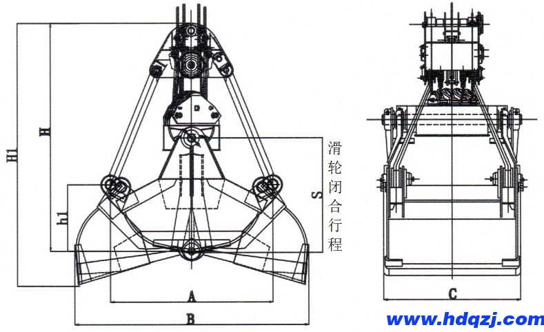 Z系列四繩抓斗外形尺寸圖.jpg Z系列四繩抓斗外形尺寸圖.jpg