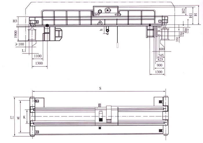 葫蘆雙橋式起重機(jī)結(jié)構(gòu)圖 葫蘆雙橋式起重機(jī)結(jié)構(gòu)圖