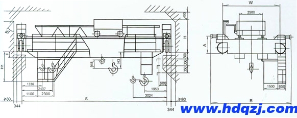 QD型50/10噸電動雙梁橋式起重機 QD型50/10噸電動雙梁橋式起重機