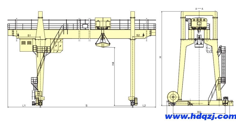 MZ型雙梁抓斗門式起重機(jī)結(jié)構(gòu)圖