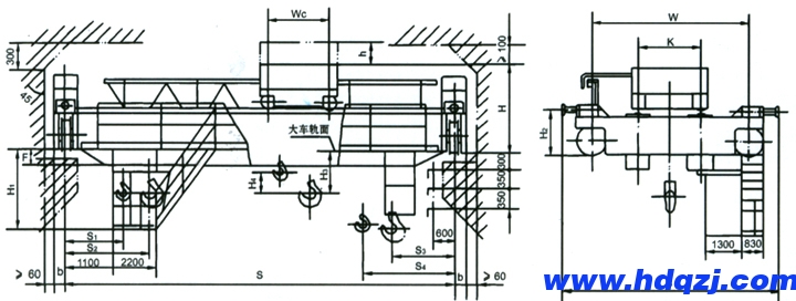 QD型雙梁橋式起重機結(jié)構(gòu)圖 QD型雙梁橋式起重機結(jié)構(gòu)圖