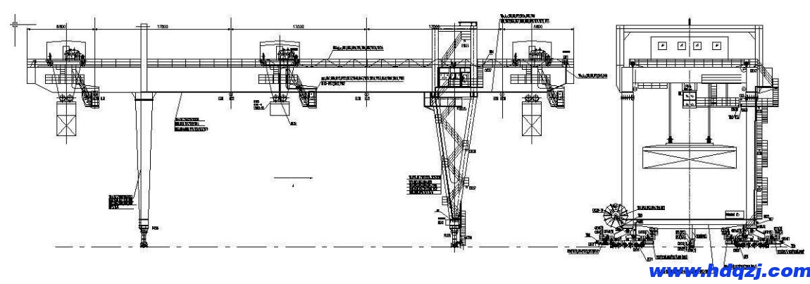 輪胎式龍門吊結(jié)構(gòu)技術(shù)參數(shù)圖 輪胎式龍門吊結(jié)構(gòu)技術(shù)參數(shù)圖